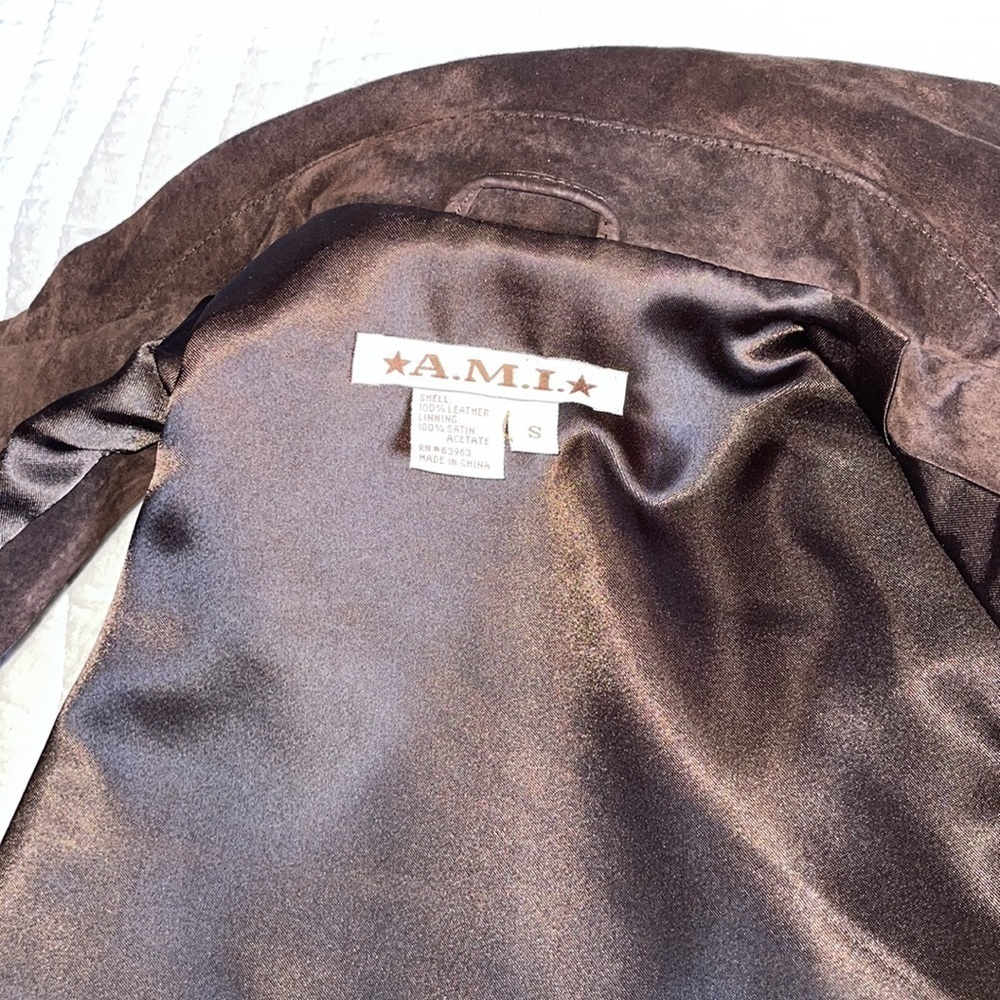 A.M.I Brown Leather Lined Vest Festival Cowgirl Biker Rocker Western SZ S - Picture 2 of 7